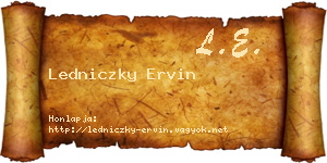 Ledniczky Ervin névjegykártya